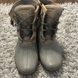 Sperry Gray and Tan Duck Boots